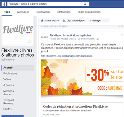 Promo page Facebook